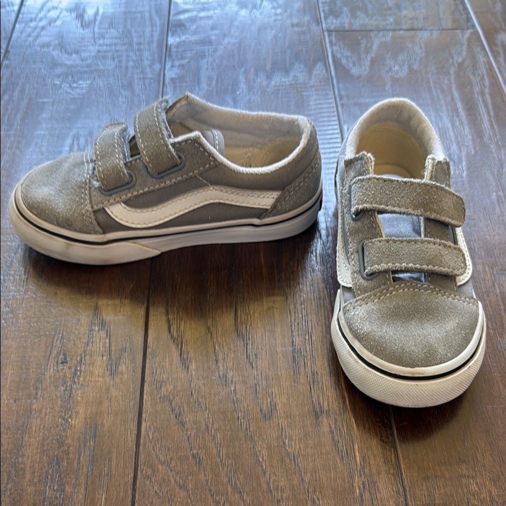 Vans Gray and White Sneakers with Velcro Straps